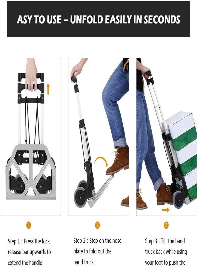 Vichaxan Aluminum Foldable Luggage Trolley Carts Hand Puller Cart with 80 Kg | Folding Aluminum Heavy Luggage Trolley Foldable Hand Truck Carts Shopping Wheels || - Image 3